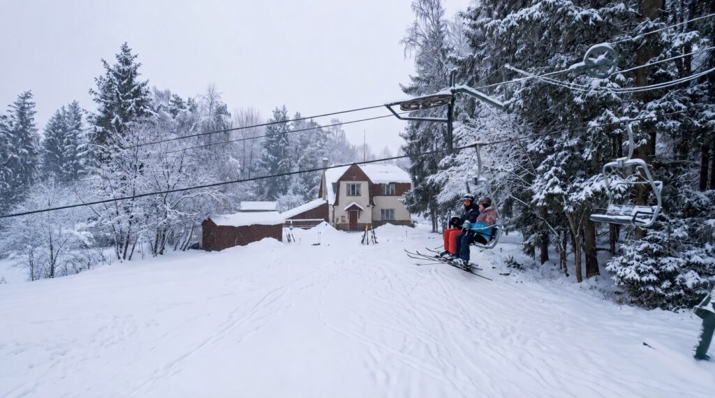 Vizualizace, RD se sněhem a vlekem